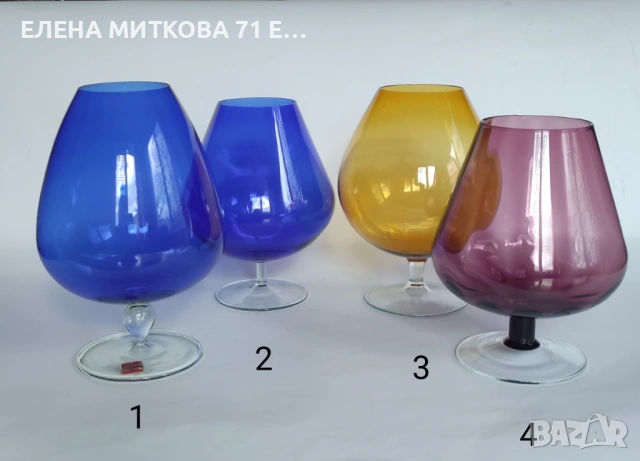 Големи чаши от цветно ръчно издухано стъкло