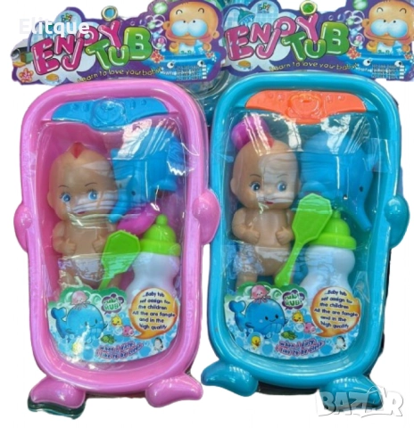 Комплект за деца - Кукла с бебешка вана и аксесоари за баня, снимка 4 - Други - 52753246