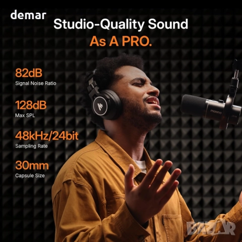 MAONO PD200W Хибриден динамичен безжичен подкаст микрофон със стойка, снимка 4 - Микрофони - 52534115