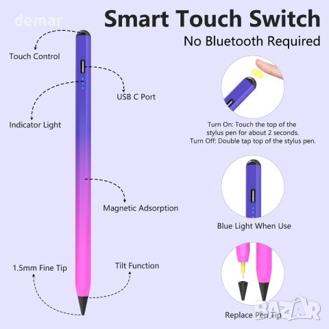 TQQ Stylus Pen за Apple iPad (2018-2023), 2-ро поколение ipad молив с разпознаване на накланяне , снимка 2 - Аксесоари за Apple - 45116336