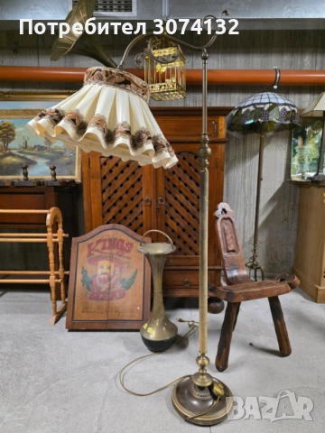 Голям лампион с абажур от коприна, снимка 3 - Лампиони - 53599394