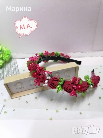Празнична диадема с цветя, вариант 33, снимка 6 - Аксесоари за коса - 54232591