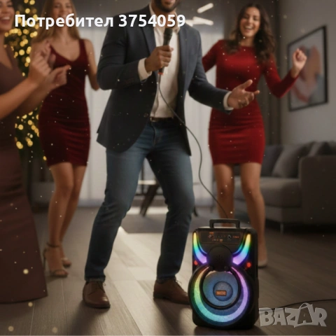 WSJAR E-8809 – Портативна караоке тонколона с микрофон и LED ефекти, снимка 3 - Тонколони - 53099023