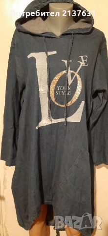 ДАМСКА ДЪНКОВА РОКЛЯ С КАЧУЛКА - Размер XXL , снимка 2 - Рокли - 51631348