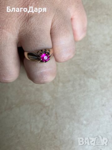 Руски златен пръстен рубин, снимка 2 - Пръстени - 45295932