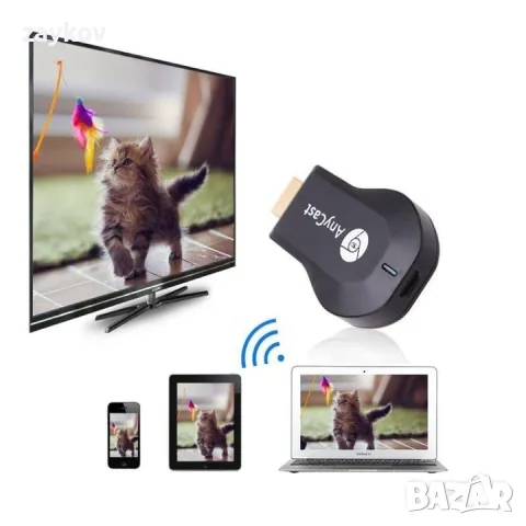 WiFi TV stick Anycast HD за безжично свързване на телефон, таблет с телевизор, снимка 3 - Друга електроника - 48999879