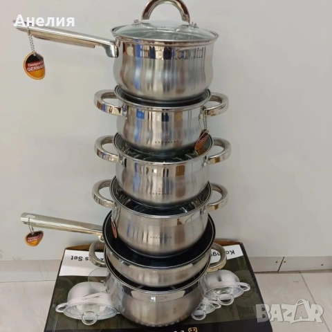 Комплект EDENBERG EB-2420M от 12части - неръждаема стомана с многослойно дъно , снимка 3 - Прибори за хранене, готвене и сервиране - 53407805