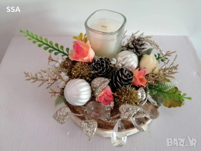 Коледен свещник , снимка 3 - Декорация за дома - 52593482