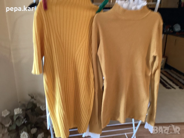 Блузи ,цвят горчица,S-M размер с къс  и дълъг ръкав