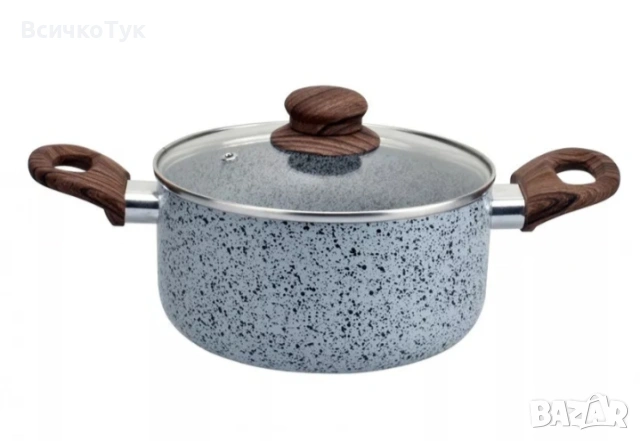 ✨Алуминиева тенджера с мраморно каменно керамично покритие Oliver Voltz 4.3 л / 4.7 л / 6.1 л  