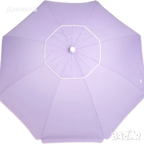 Кръгъл плажен чадър 2.40 м с чупещо се рамо, UV защита и прозорче за вятър, снимка 7 - Други - 50124677