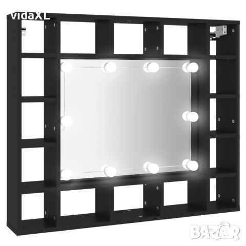 vidaXL LED огледален шкаф, черен, 91x15x76,5 см*SKU:833496, снимка 1 - Огледала - 46123803