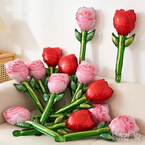 Балон Роза - Розова и Червена, снимка 2 - Романтични подаръци - 54114767