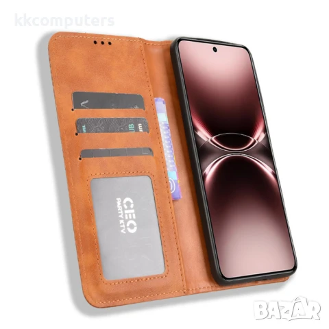 vivo X200 Ultra 5G Кожен Калъф с Поставка и Скрийн Протектор – Черен, Тъмносин, Кафяв, Червен, снимка 7 - Калъфи, кейсове - 50819045