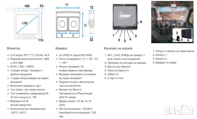 Beeper Reversing Double-Vision Camera RWEC200X-BL. Комплект камера за заден ход с двойно виждане, снимка 12 - Аксесоари и консумативи - 46146331