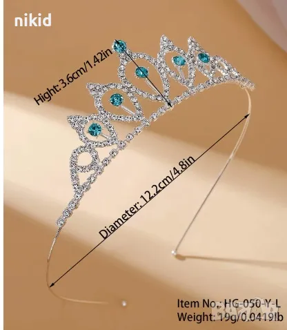 Сребриста сини камъни метална корона диадема венец детска дамска, снимка 4 - Аксесоари за коса - 47052037
