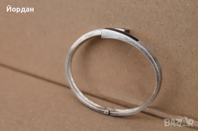 Дамска сребърна гривна с оникс, снимка 3 - Гривни - 49771309