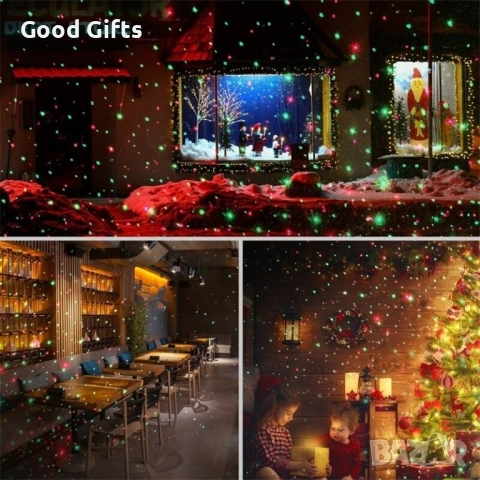 Коледен лазерен прожектор Star Shower – фасадна украса със зелени и червени лъчи, снимка 11 - Прожектори - 52099240