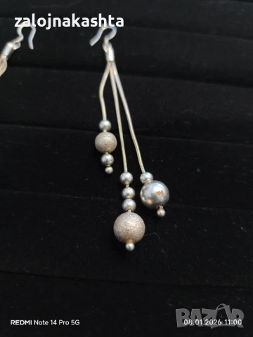 Сребърни Обеци 11,45гр, снимка 4 - Обеци - 53029694