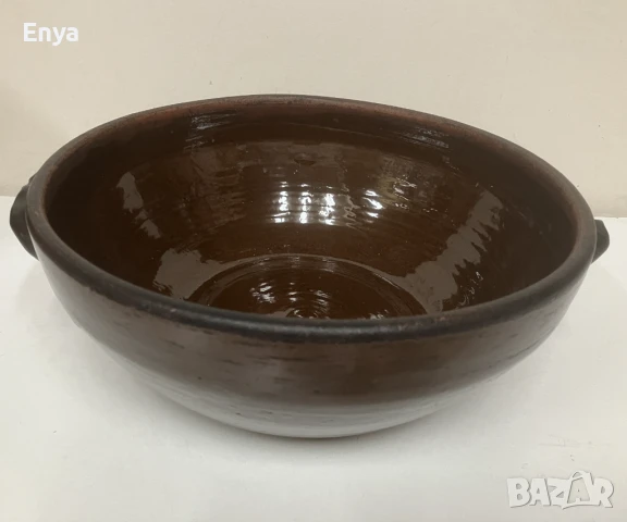 Глинен съд за готвене с дръжки и без капак