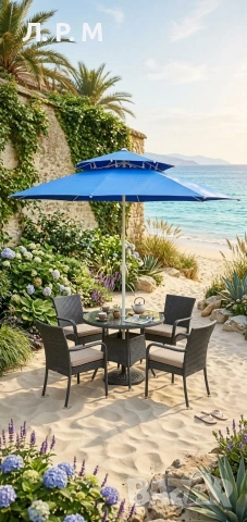 Плажен / Градински чадър с двоен таван против вятър , снимка 2 - Градински мебели, декорация  - 48990681