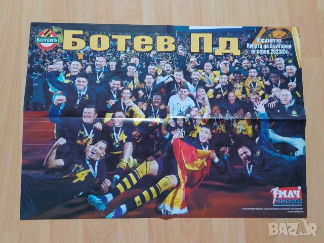 плакат Ботев Пловдив с купата , снимка 1 - Колекции - 46438058