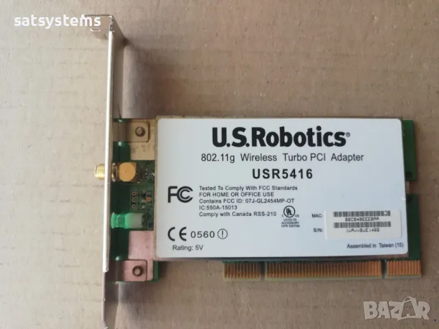 U.S.Robotics USR5416 802.11g Wireless Turbo PCI Adapter , снимка 1 - Мрежови адаптери - 48097541