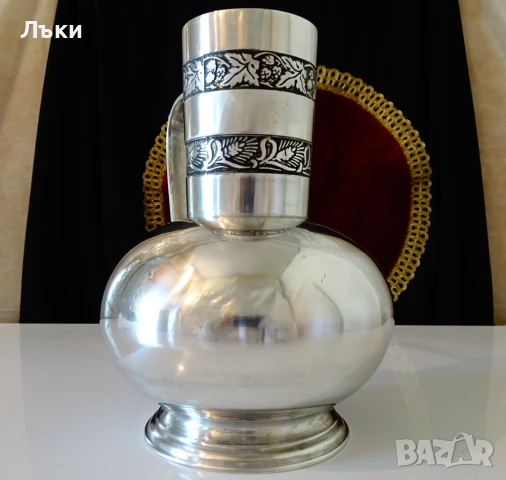 Кана от калай,калаена кана,хмел,житен клас,1.5 литра. , снимка 6 - Антикварни и старинни предмети - 51387827