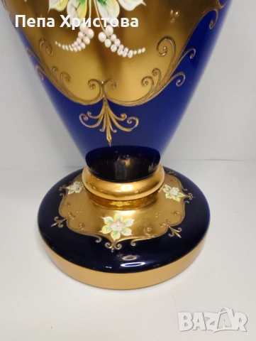 Голяма ваза  от чешки цветен кристал , снимка 4 - Вази - 53753086