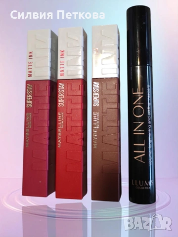 НОВИ - Червила Maybelline SuperStay Matte Ink + Llums спирала 3 в 1, снимка 3 - Декоративна козметика - 53304553