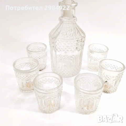 Стари стъклени чаши от соца Нови неупотребявани комплект, снимка 7 - Антикварни и старинни предмети - 53436875