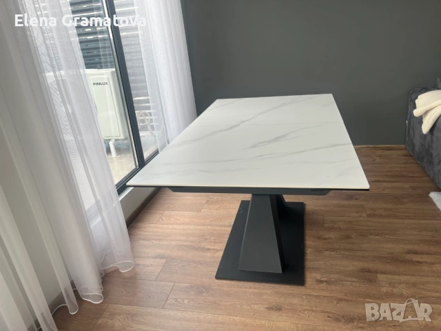 разтегателна трапезна маса 160/90/76 метална основа и керамичен плот, снимка 6 - Маси - 53381970