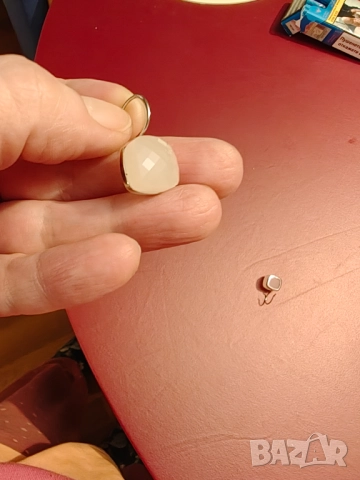 Масивни сребърни обеци с розов кварц , снимка 8 - Обеци - 52469378