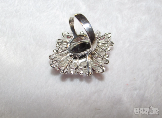 925 сребърен пръстен с голям огнен опал 19х14мм, подходящ за подарък, снимка 5 - Пръстени - 51718944