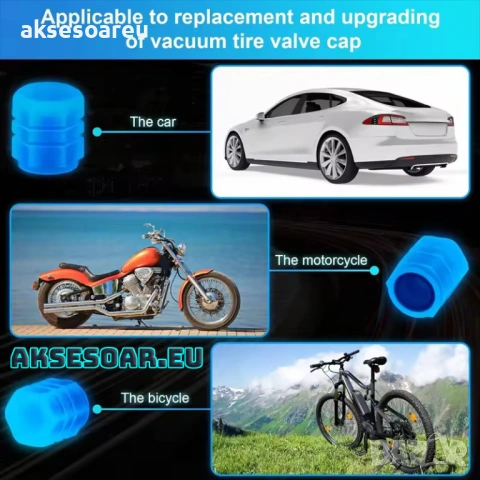 Комплект 4 бр. светещи капачки за вентили флуоресцентни нощни светещи декорации за кола мотоциклет, снимка 4 - Аксесоари и консумативи - 53887489