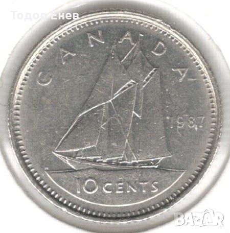 Canada-10 Cents-1987-KM# 77.1-Elizabeth II 2nd portrait, снимка 1 - Нумизматика и бонистика - 46017217