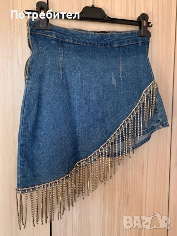 Пола-панталон с ресни от камъни, снимка 3 - Поли - 53744006