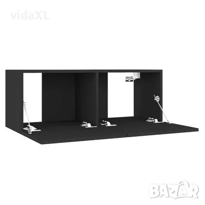 vidaXL ТВ шкаф, черен, 80x30x30 см, инженерно дърво（SKU:801473）, снимка 4 - Секции и витрини - 48647829