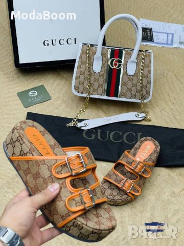 ✨🖤Gucci стилни дамски комплекти чехли и чанти🖤✨, снимка 9 - Чехли - 45602460