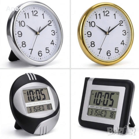 Дигиталени Часовници с Термометър. Стенен Часовник с Аналогов и LED Дисплей. LED Стененни Часовници, снимка 2 - Стенни часовници - 54080186