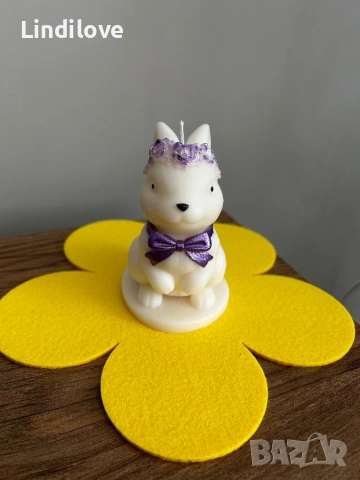 Ръчно изработена соева свещ зайче, снимка 9 - Други - 53996683