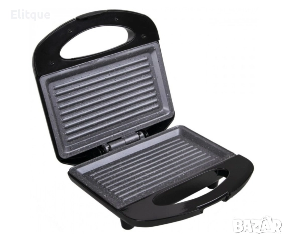 Тостер-сандвич Rosberg 750W, Грил керам.-мрам. плочи, Инокс с черно, снимка 2 - Други - 52889149