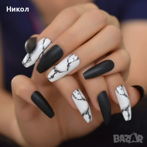 Комплект изкуствени нокти Art 2C мраморен ефект, снимка 7 - Продукти за маникюр - 53140514