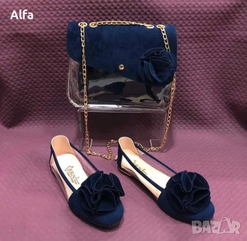 сет обувки + чанта в кралско синьо, снимка 2 - Други - 52268677