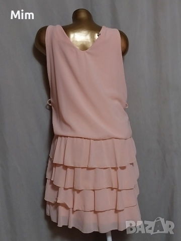 L/XL Розова рокля на волани , снимка 3 - Рокли - 51517914
