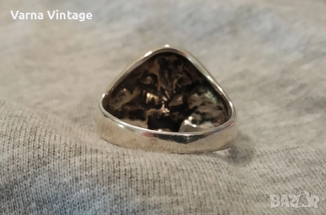 Красив оригинален мъжки сребърен пръстен с череп. 925. 6,5 гр., снимка 3 - Пръстени - 53404827