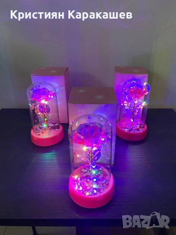 Мини Декоративна Златна Роза LED лампа 24k златно