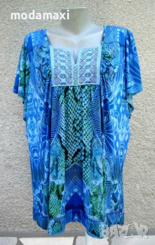 4XL  Нова синя туника  с бродерия , снимка 1