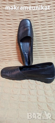 Дамски обувки,черна естествена кожа, цяла платформа, стелка 25,5 см, като нови, снимка 5 - Маратонки - 53814453