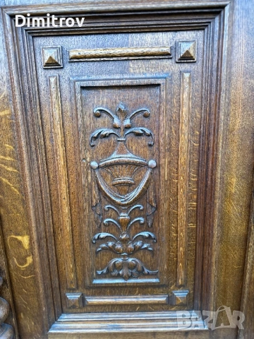 Масивен антикварен шкаф-кабинет с изключително богата ръчна резба, снимка 12 - Бюфети - 53959131